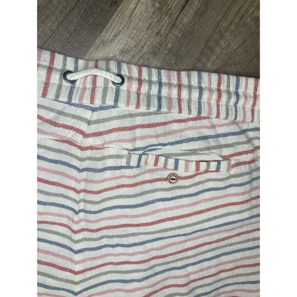 Jolt Small Orange Blue Striped Linen Shorts Beach Vacation Drawstring Boho - Picture 5 of 7